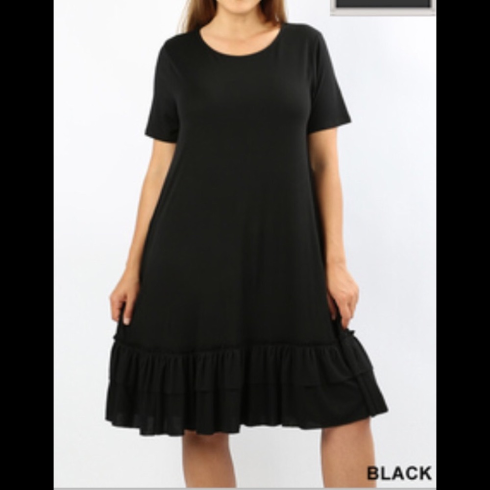 NEW Plus Black Ruffle Dress Zenana